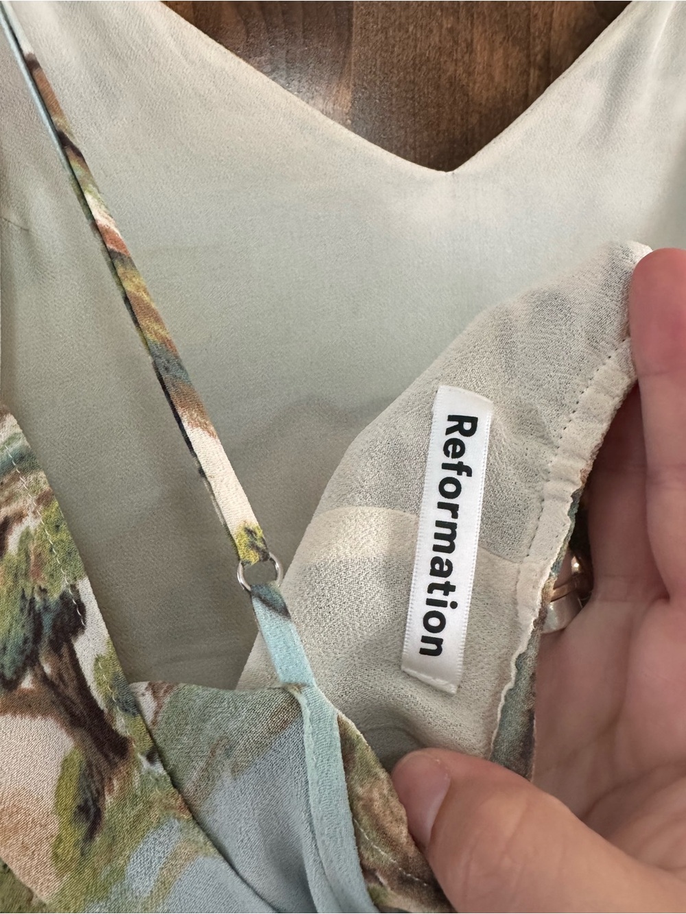 Reformation Scenic Mountain Print Slip Dress — Light Blue & Olive Green - Picture 4 of 5